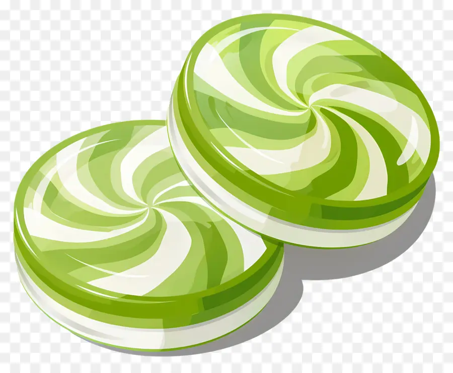 Bonbons à La Menthe Poivrée，Bonbons Tourbillonnants Verts PNG