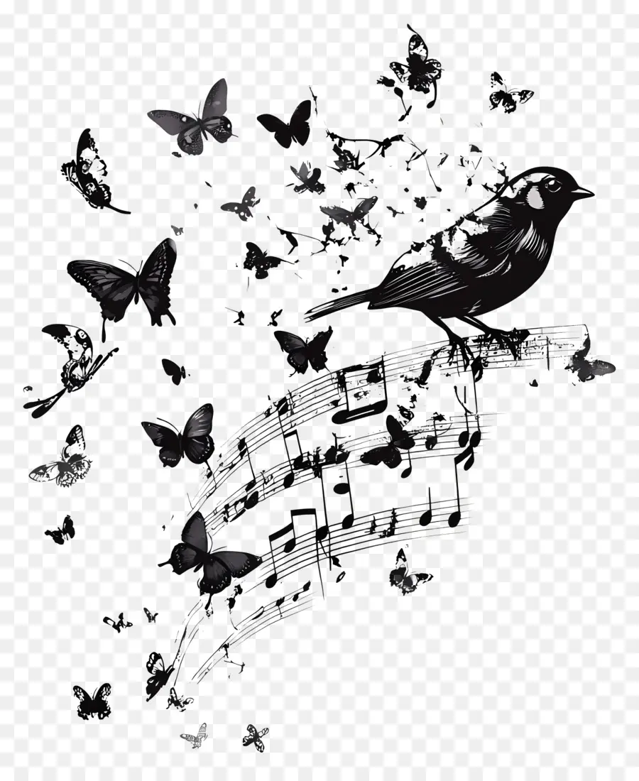 Musique，Notes D'oiseaux Et De Musique PNG