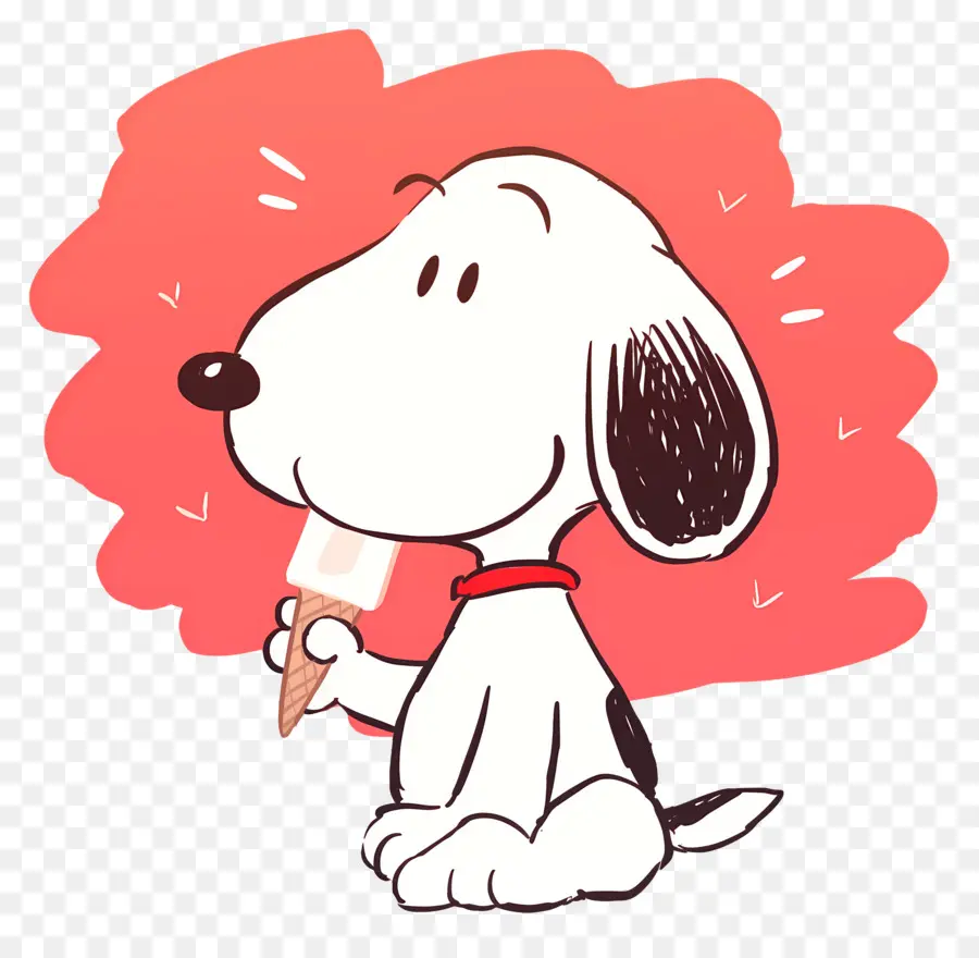 Snoopy Mange De La Glace，Chien De Dessin Animé Avec De La Glace PNG