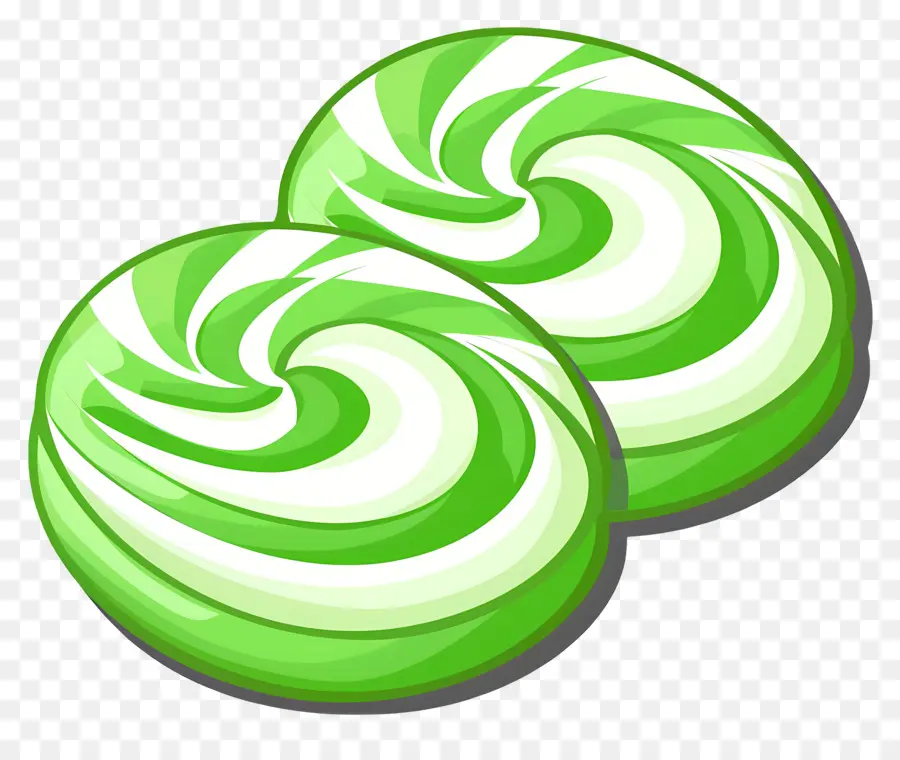 Bonbons à La Menthe Poivrée，Bonbons Tourbillonnants Verts PNG