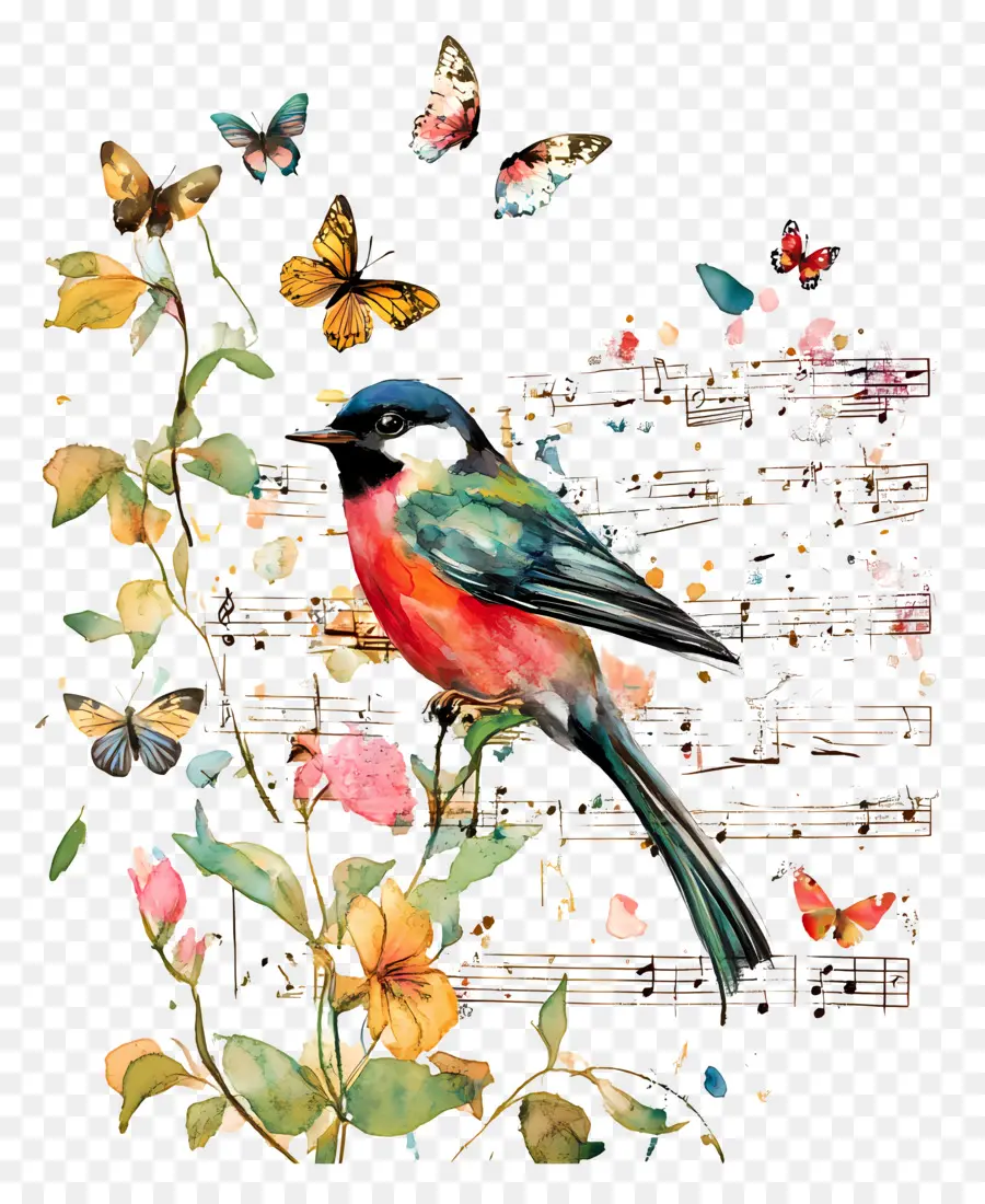 Musique，Oiseau Coloré PNG