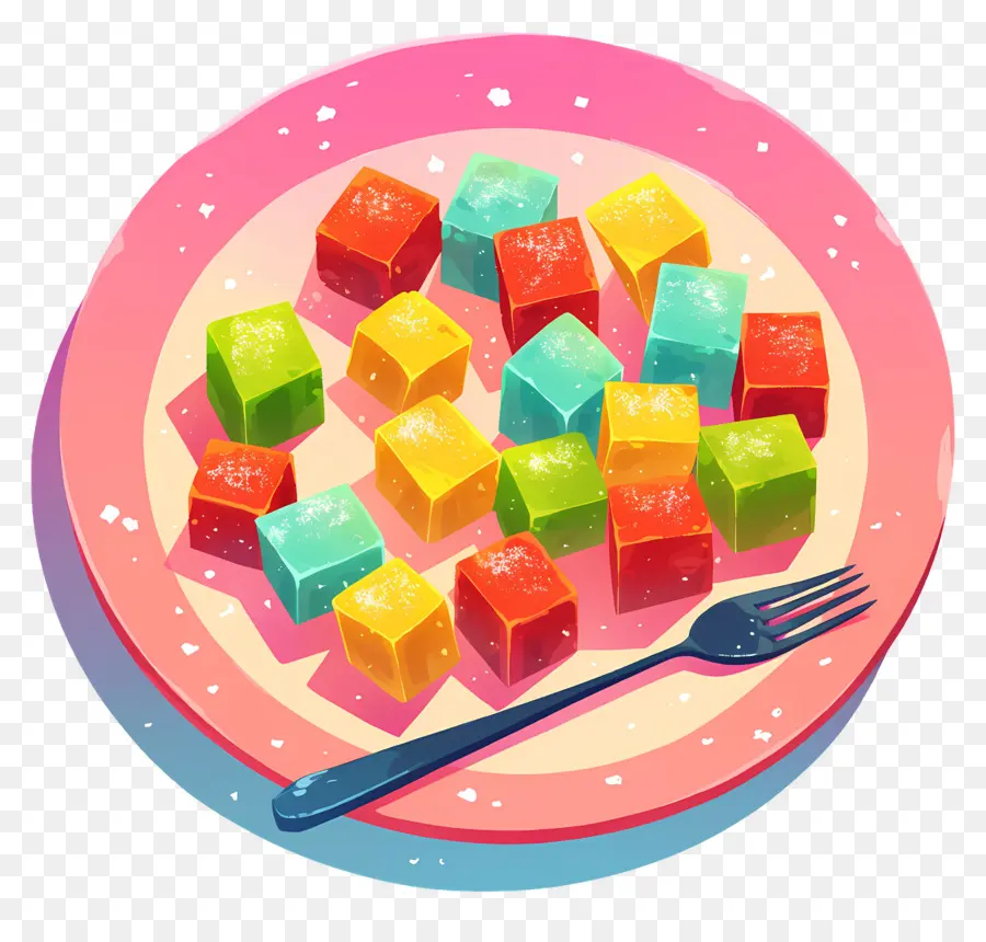 Délice Turc，Cubes De Bonbons Sur Assiette PNG