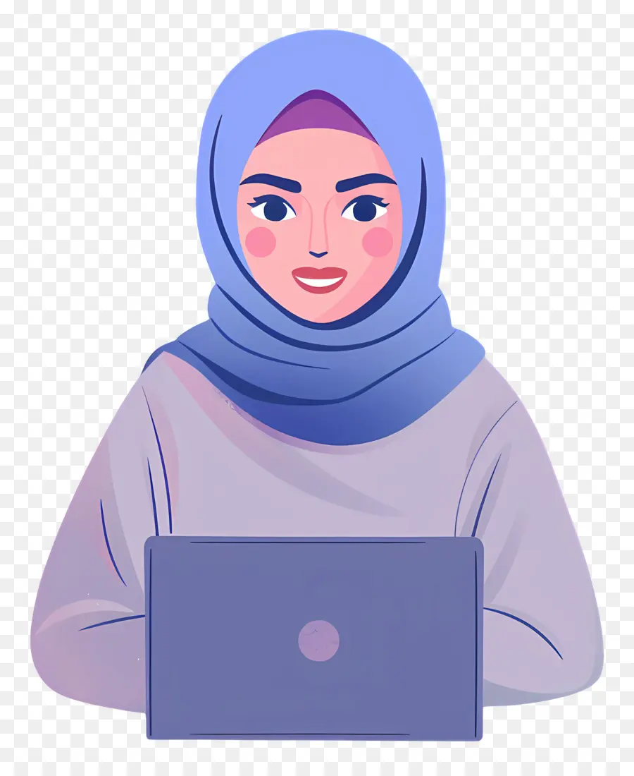 Femme Musulmane，Femme Avec Ordinateur Portable PNG