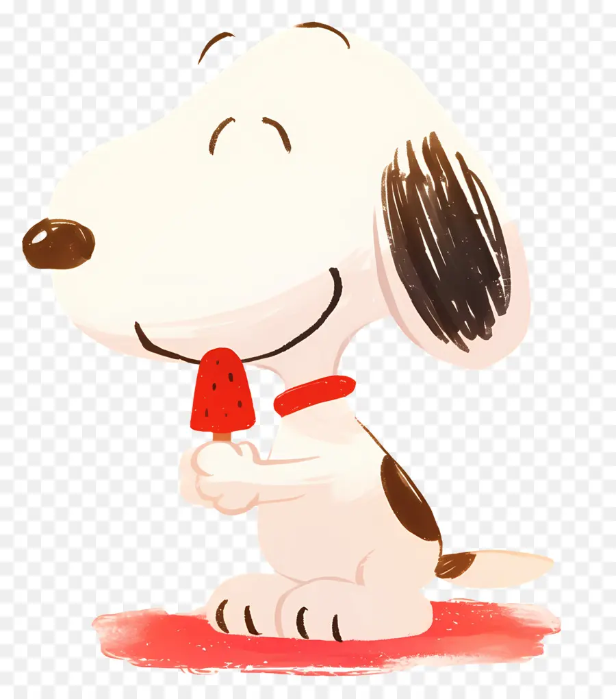 Snoopy Mange De La Glace，Chien De Dessin Animé Avec Popsicle PNG