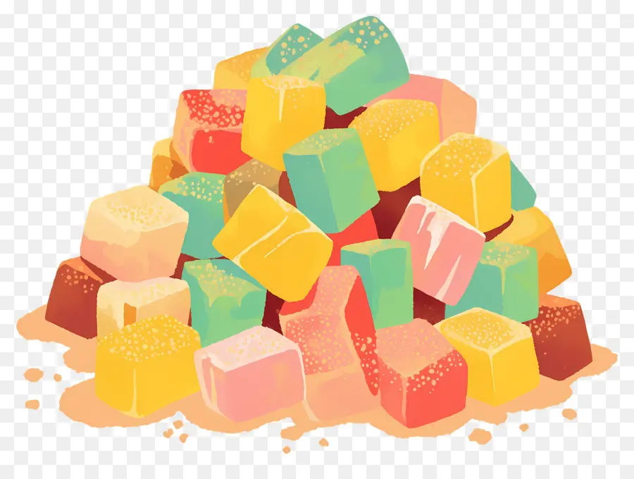 Délice Turc，Cubes De Gelée Colorés PNG