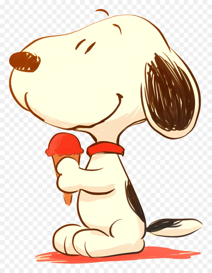 Snoopy Mange De La Glace，Chien De Dessin Animé Avec Popsicle PNG