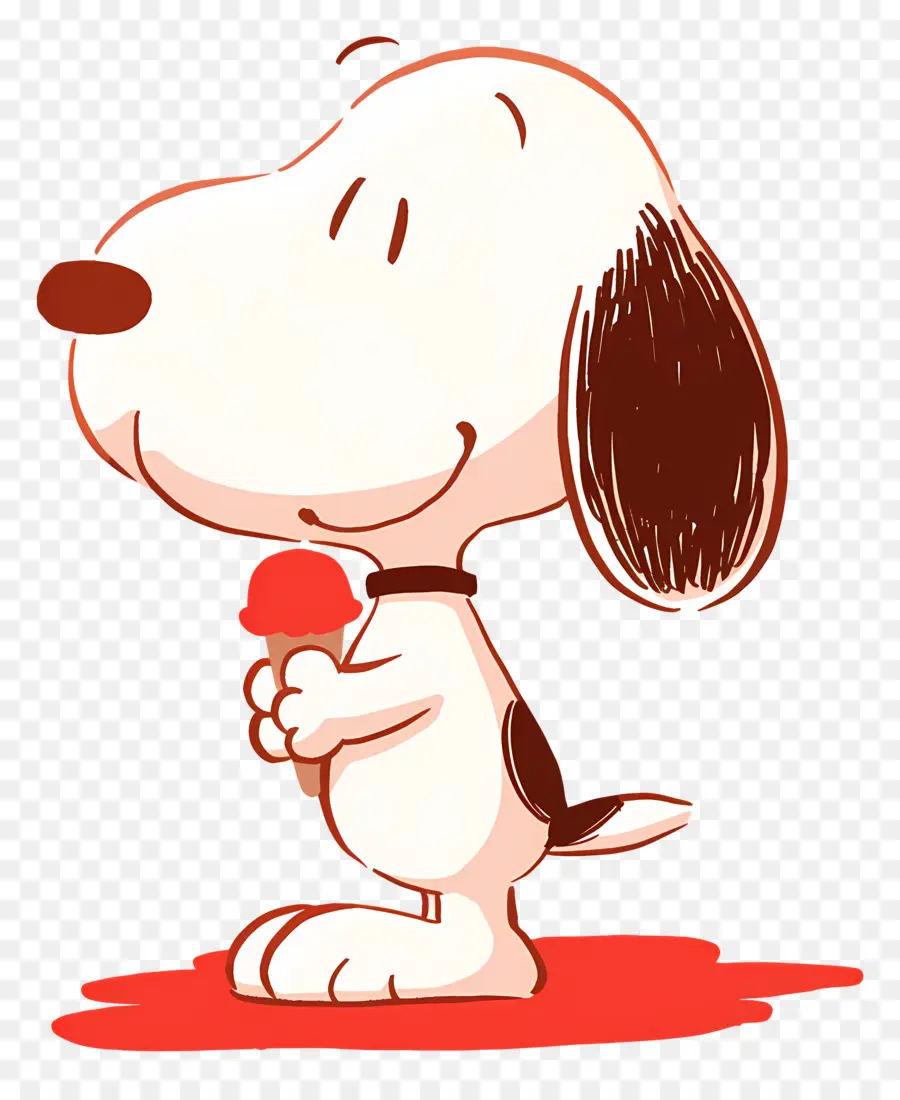 Snoopy Mange De La Glace，Chien De Dessin Animé Avec Popsicle PNG