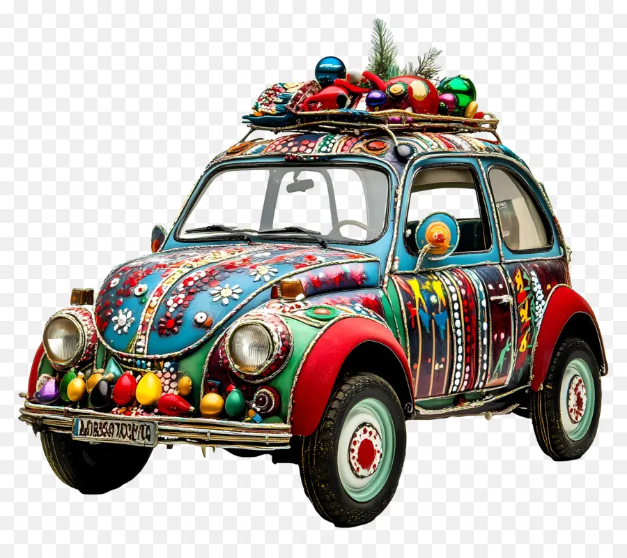 Voiture De Noël，Voiture Décorée PNG