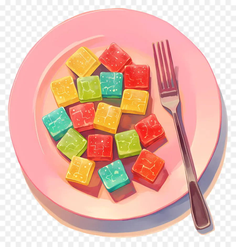 Délice Turc，Cubes De Bonbons Sur Assiette PNG