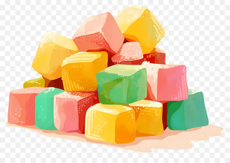 Délice Turc，Cubes De Gelée Colorés PNG