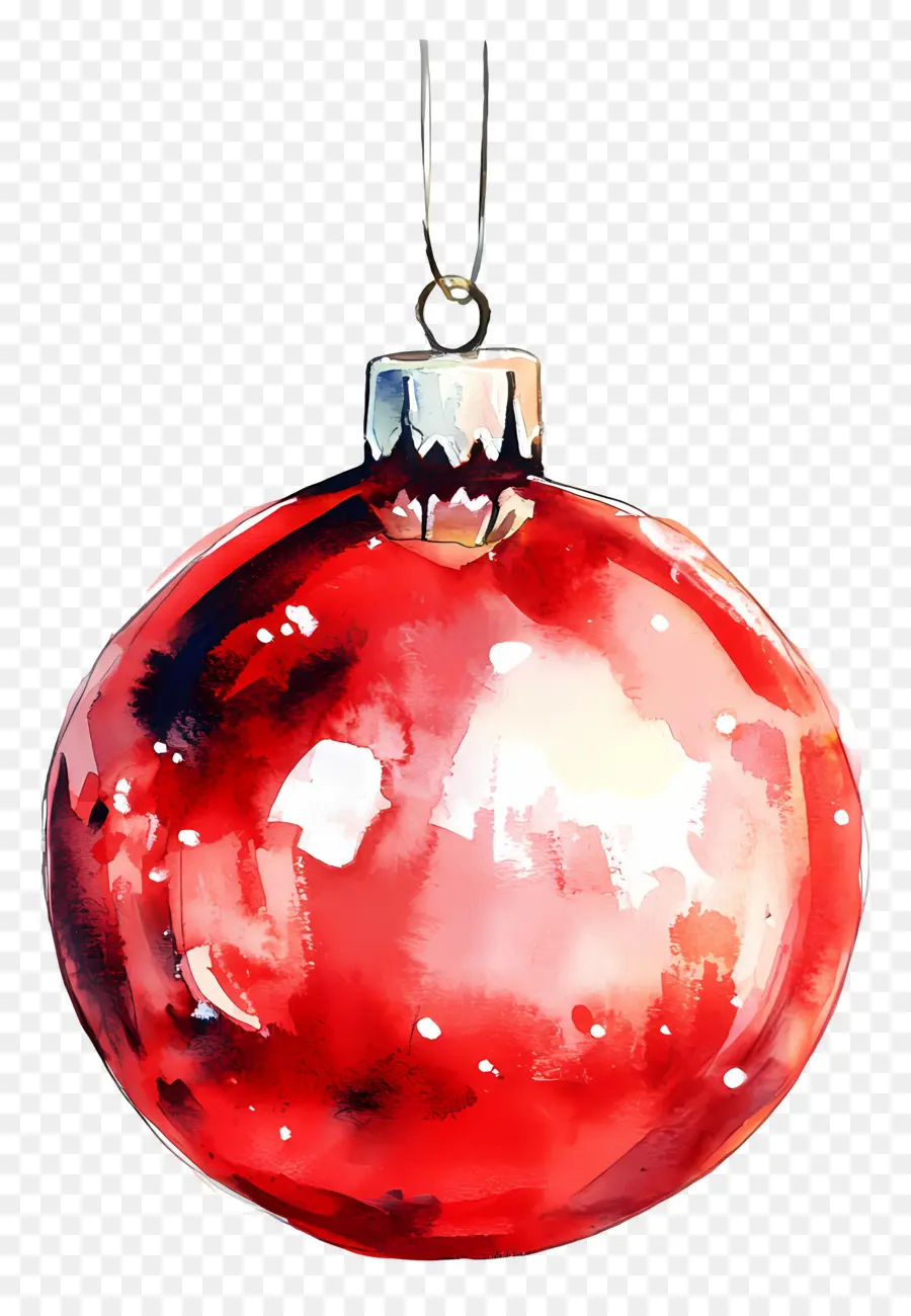 Aquarelle De Noël，Ornement Rouge PNG