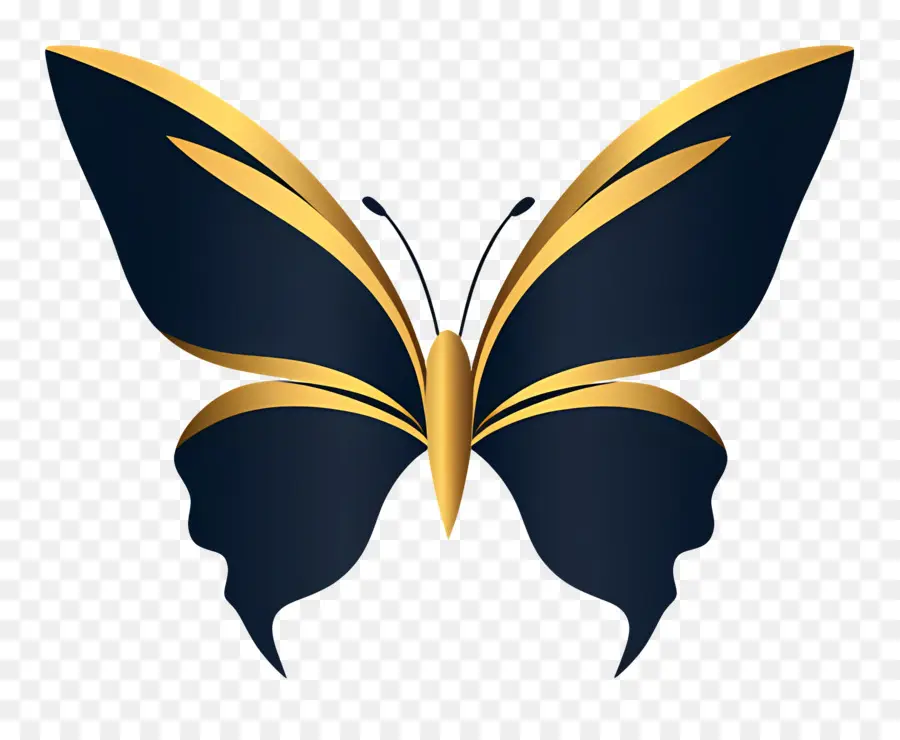 Logo Papillon，Papillon Noir Et Or PNG