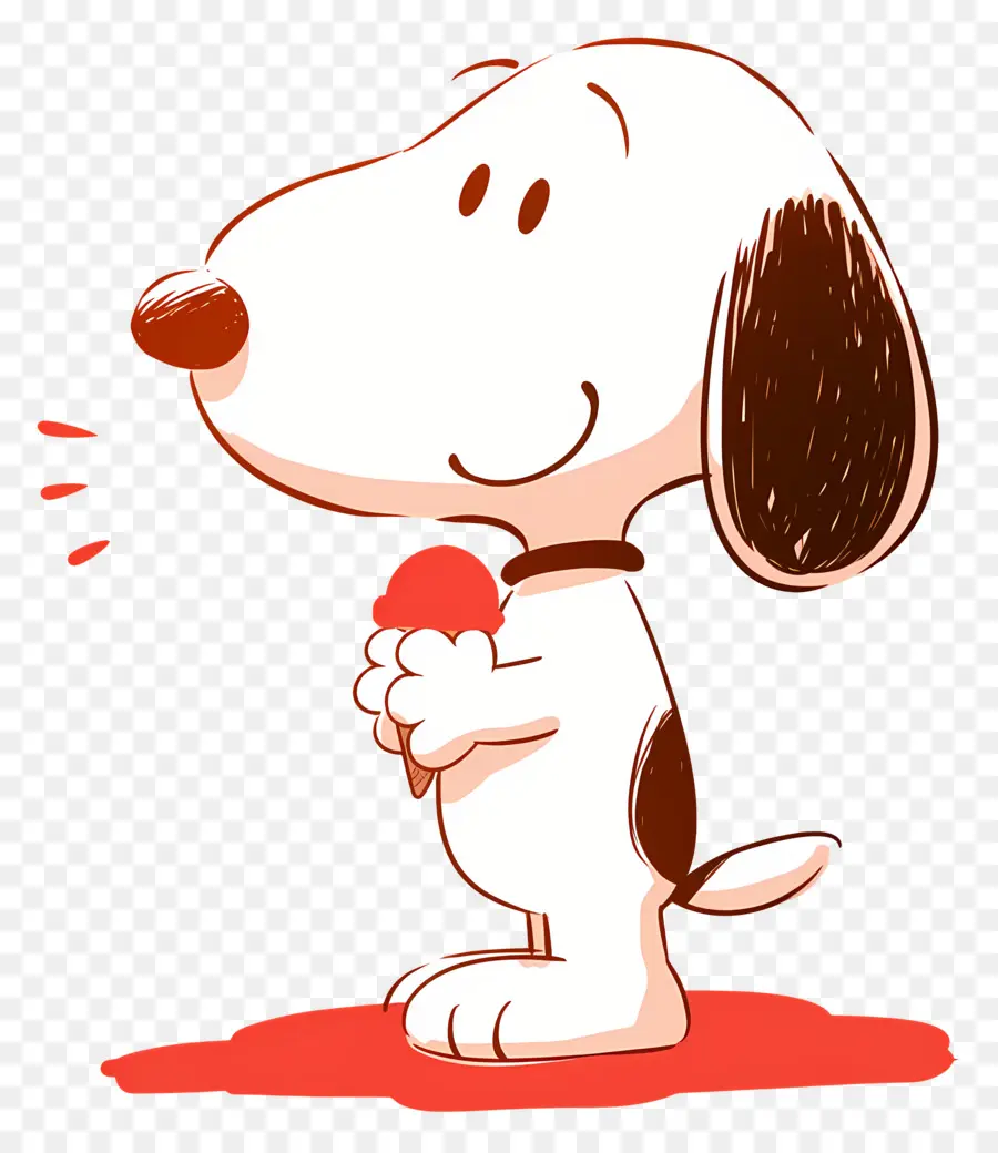 Snoopy Mange De La Glace，Chien De Dessin Animé Avec Popsicle PNG