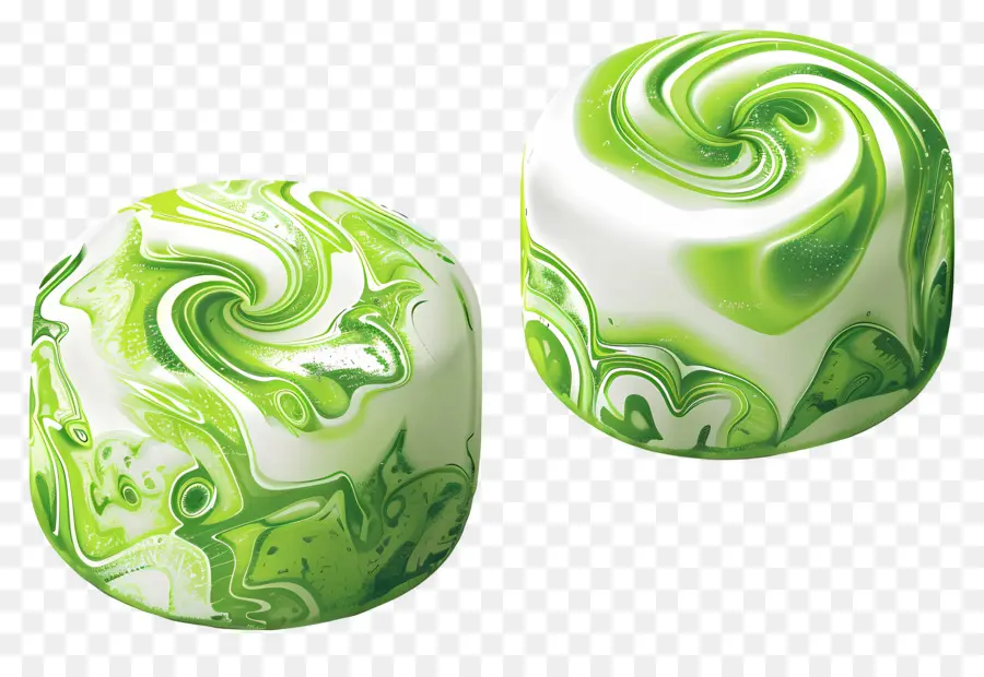 Bonbons à La Menthe Poivrée，Guimauves Tourbillon Vert PNG