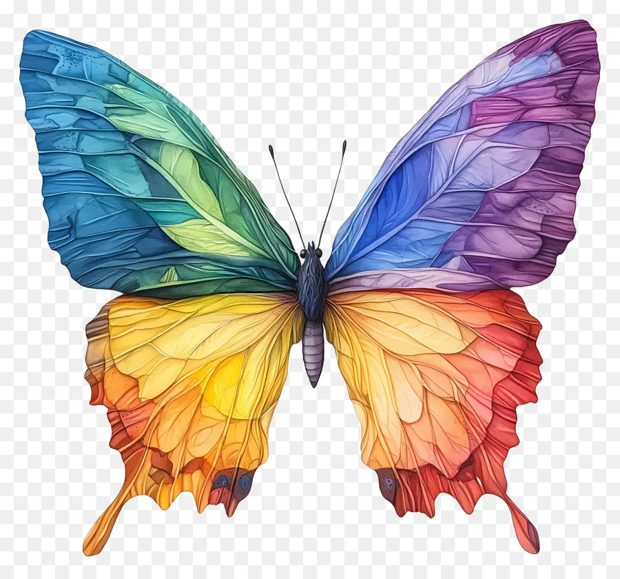 Papillon Arc En Ciel，Papillon Coloré PNG