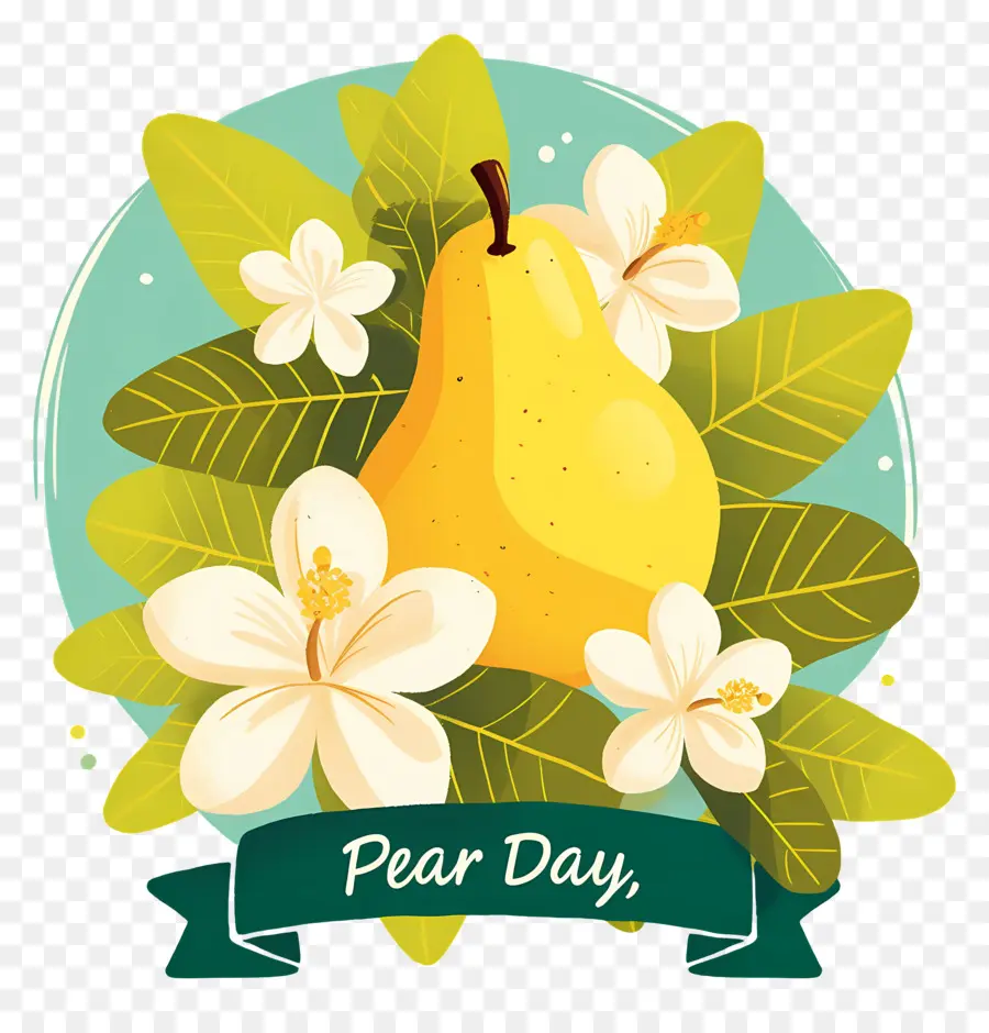 Journée Mondiale De La Poire，Poire Avec Des Fleurs PNG