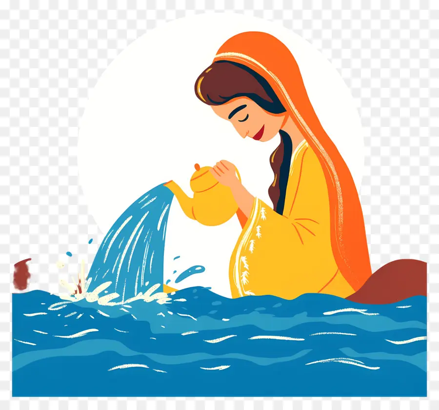 Chhath Puja，Femme Avec Pot PNG