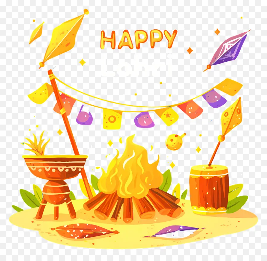 Joyeux Lohri，Feu De Joie De Lohri PNG