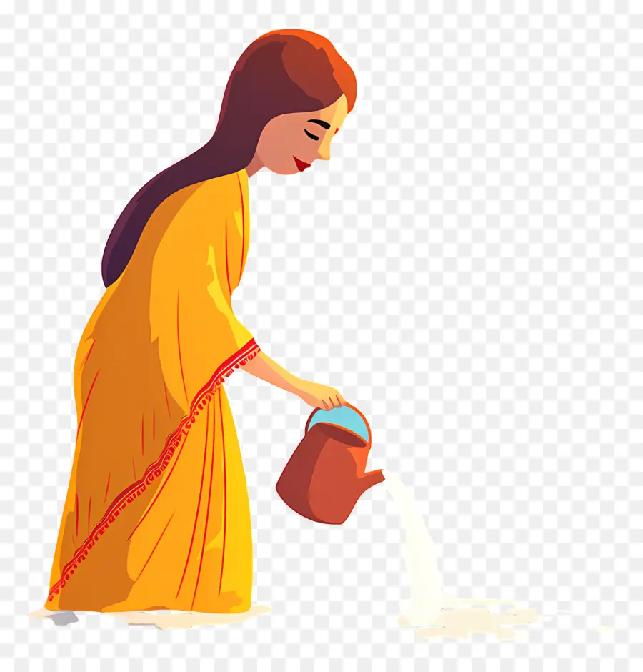 Chhath Puja，Femme Versant De L'eau PNG