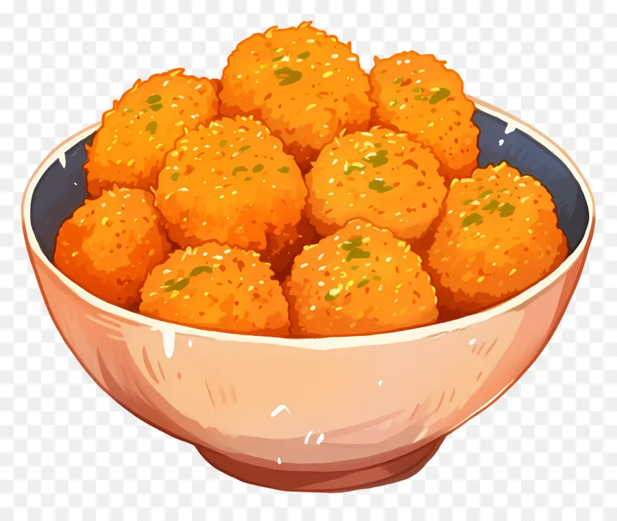 Boulettes De Poulet，Boulettes De Fromage Dans Un Bol Orange PNG