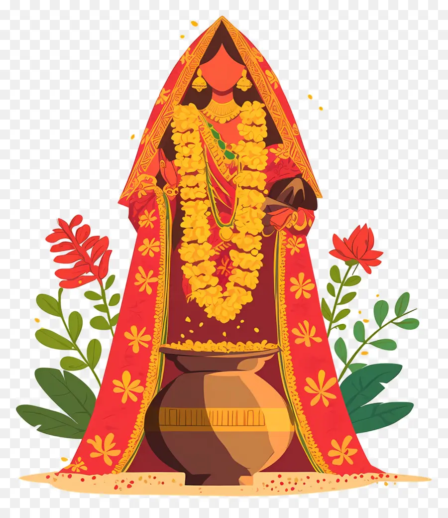 Femme Indienne，Femme Traditionnelle En Rouge PNG