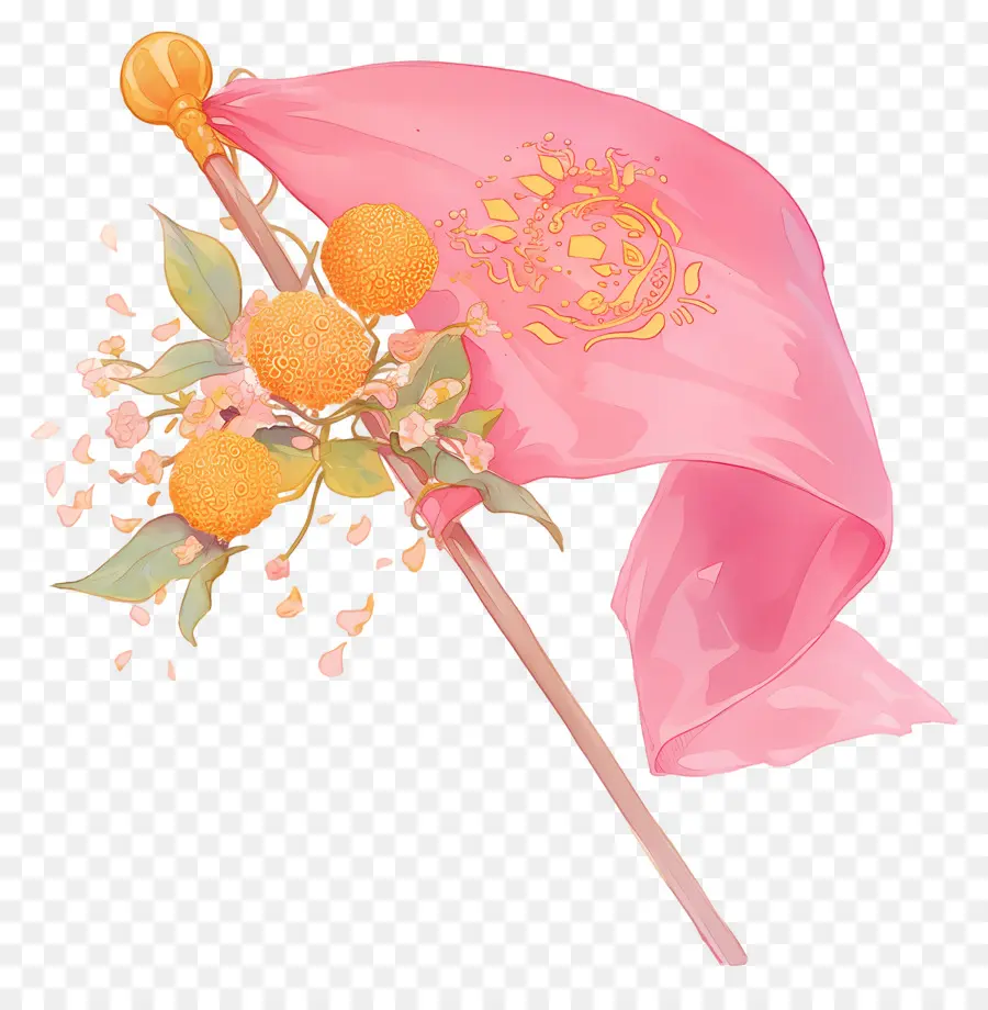 Drapeau Rose，Drapeau Rose Avec Motif Floral PNG