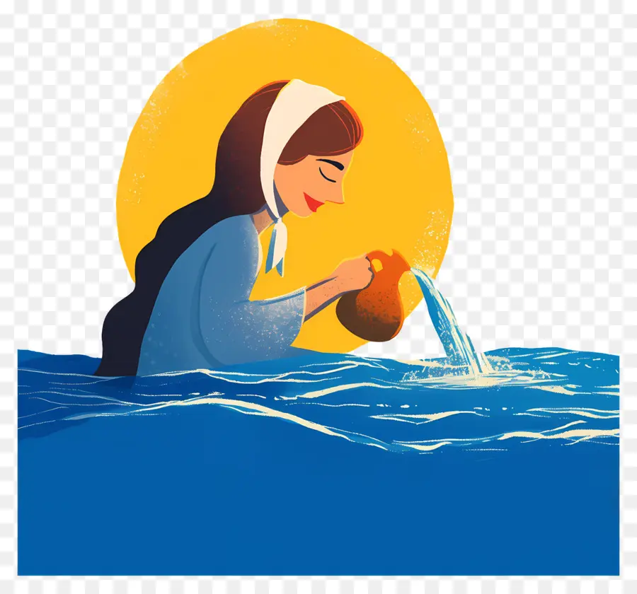 Chhath Puja，Femme Avec De L'eau PNG