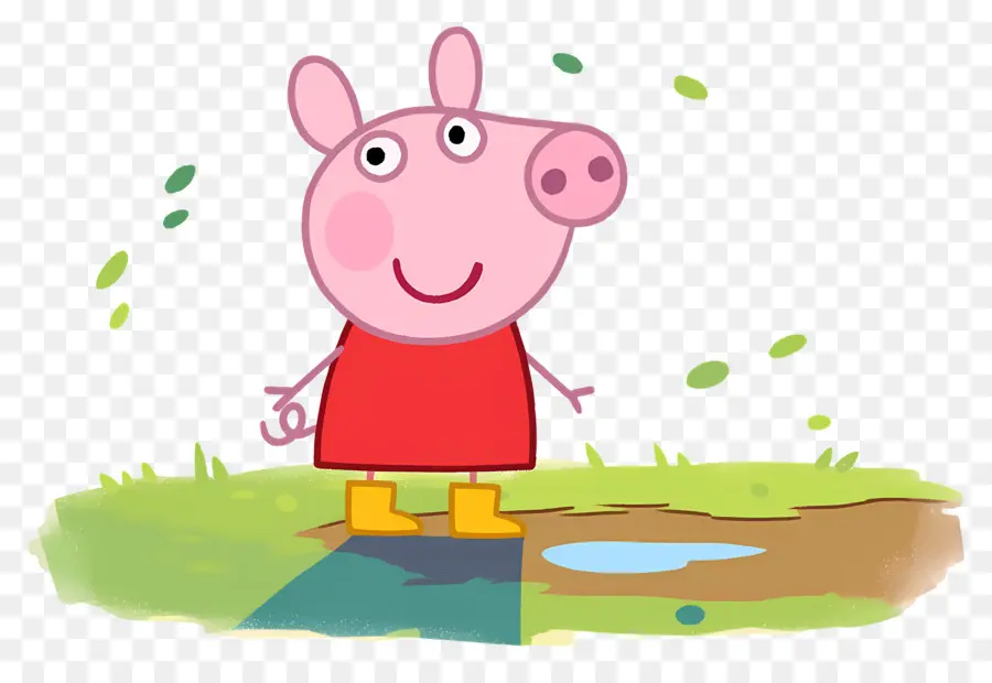 Peppa Cochon，Cochon De Dessin Animé En Robe Rouge PNG