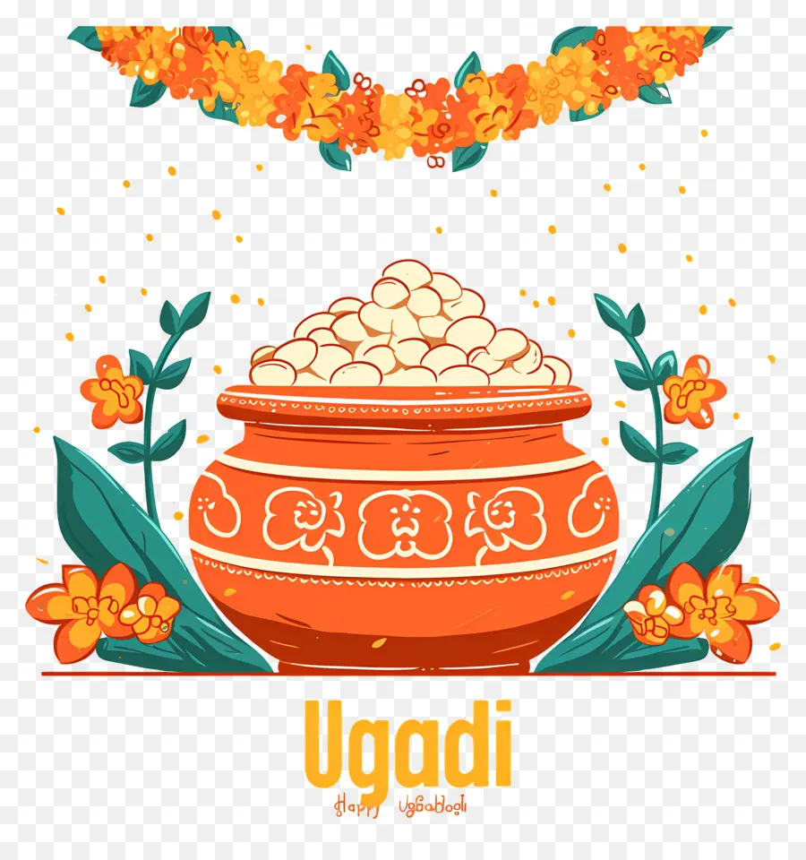 Joyeux Ougadi，Pot Décoratif Avec Des Fleurs PNG