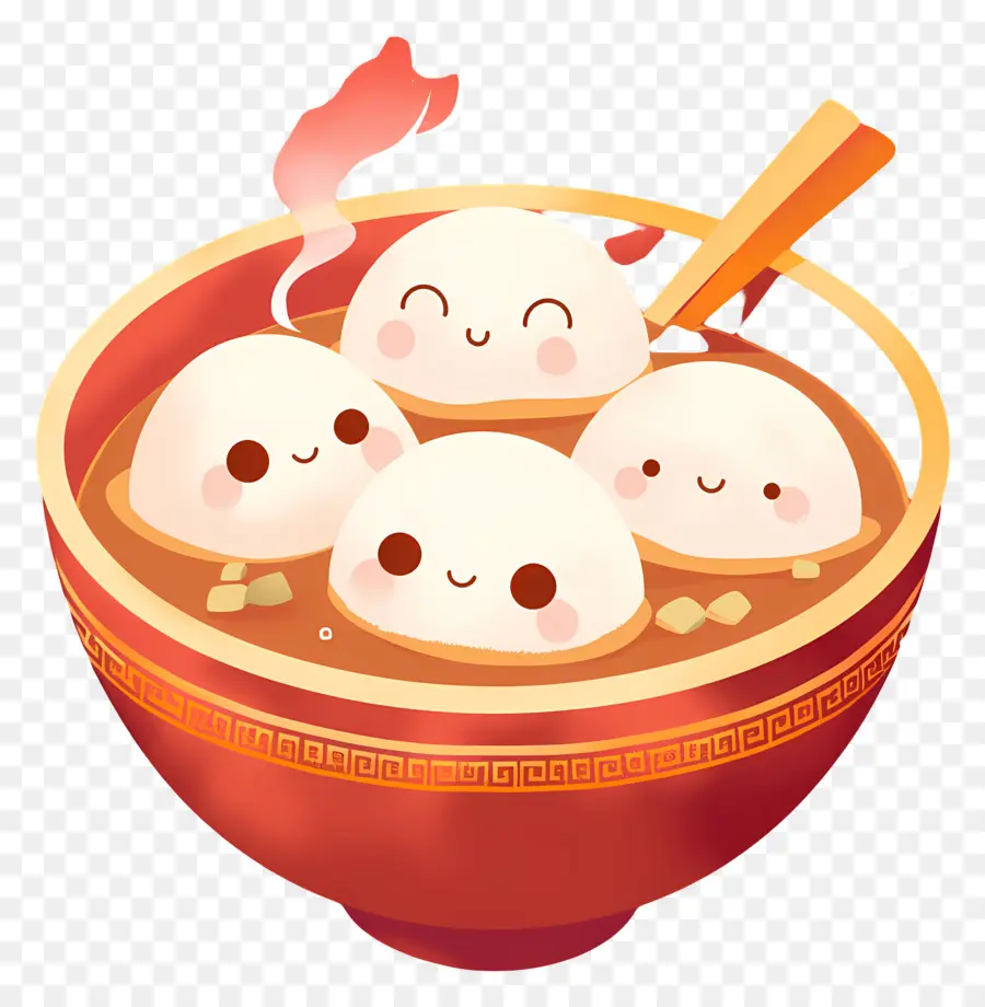 Dongzhi，Boulettes Mignonnes Dans Un Bol PNG