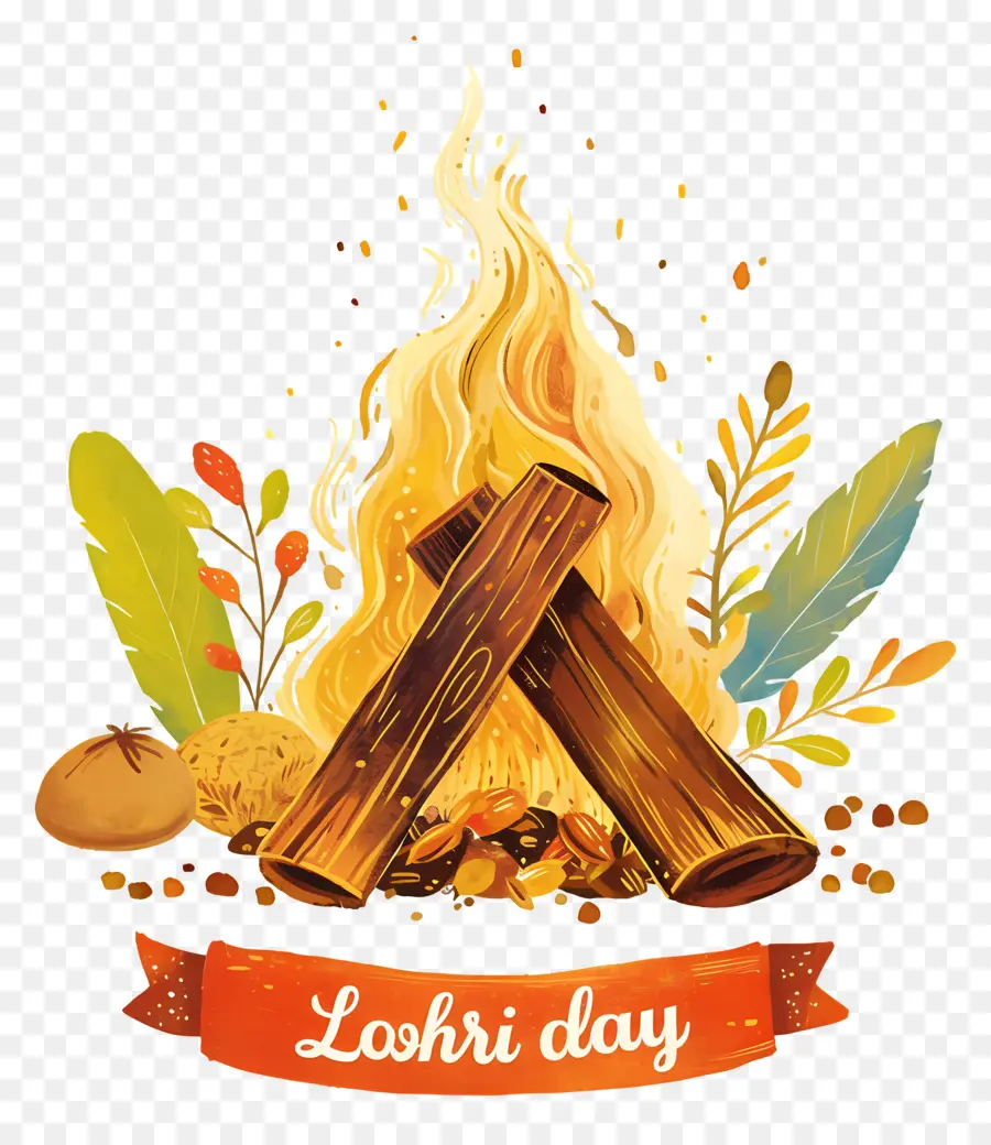 Joyeux Lohri，Feu De Joie De Lohri PNG