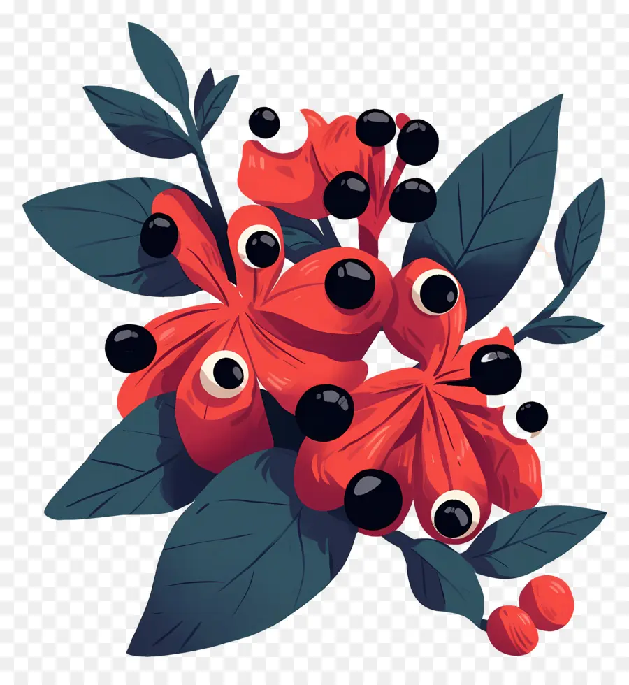 Baie De Guarana，Fleurs Rouges PNG