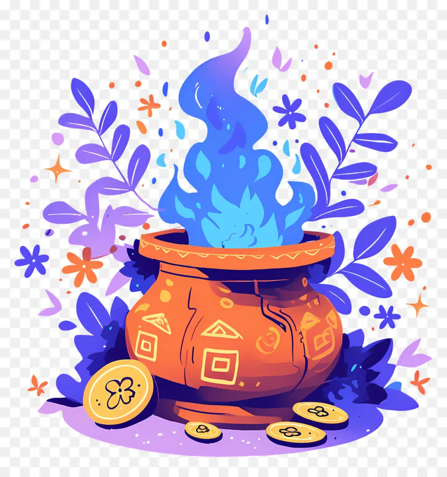 Akshaya Tritiya，Pot à Flamme Bleue PNG