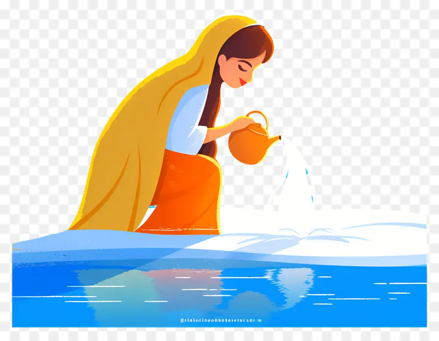 Chhath Puja，Femme Avec Cruche PNG