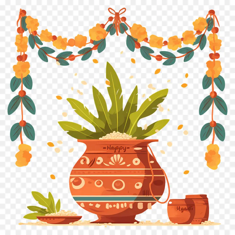 Joyeux Ougadi，Pot Avec Des Plantes PNG