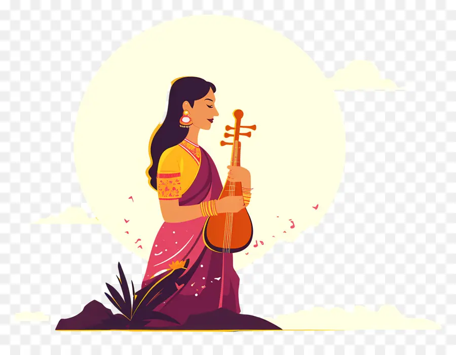 Chhath Puja，Femme Avec Instrument PNG