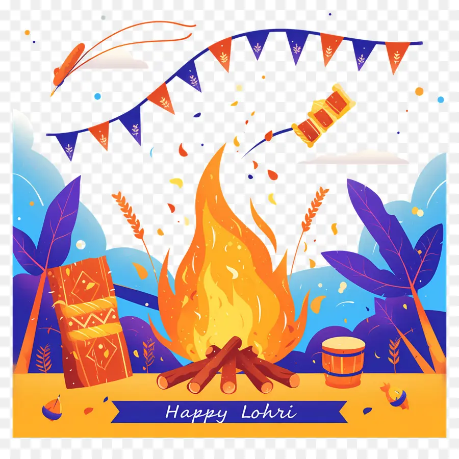 Joyeux Lohri，Feu De Joie De Lohri PNG