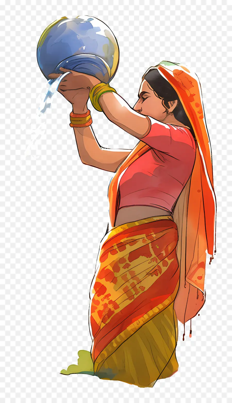 Chhath Puja，Femme Avec Pot PNG