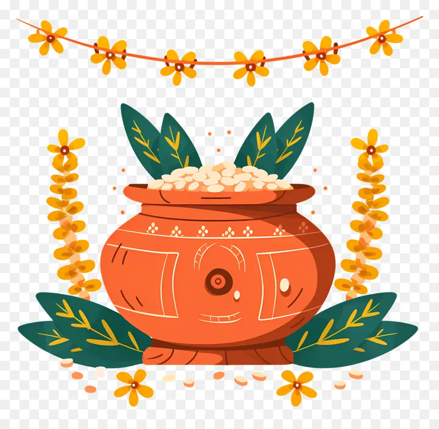 Joyeux Ougadi，Pot Avec Des Feuilles PNG