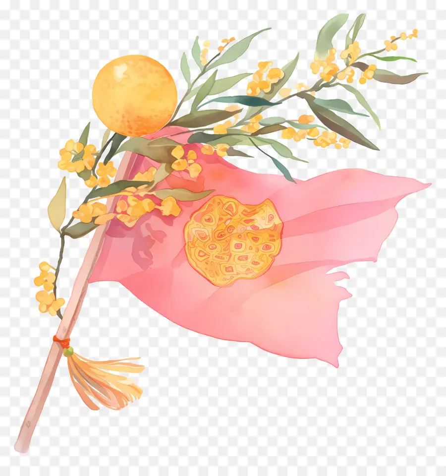 Drapeau Rose，Drapeau Avec Des Fleurs PNG