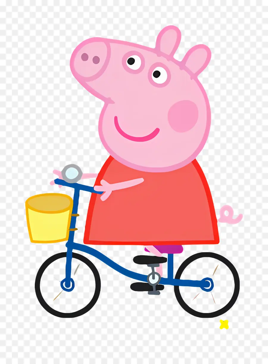 Cochon Peppa，Cochon De Dessin Animé Sur Vélo PNG