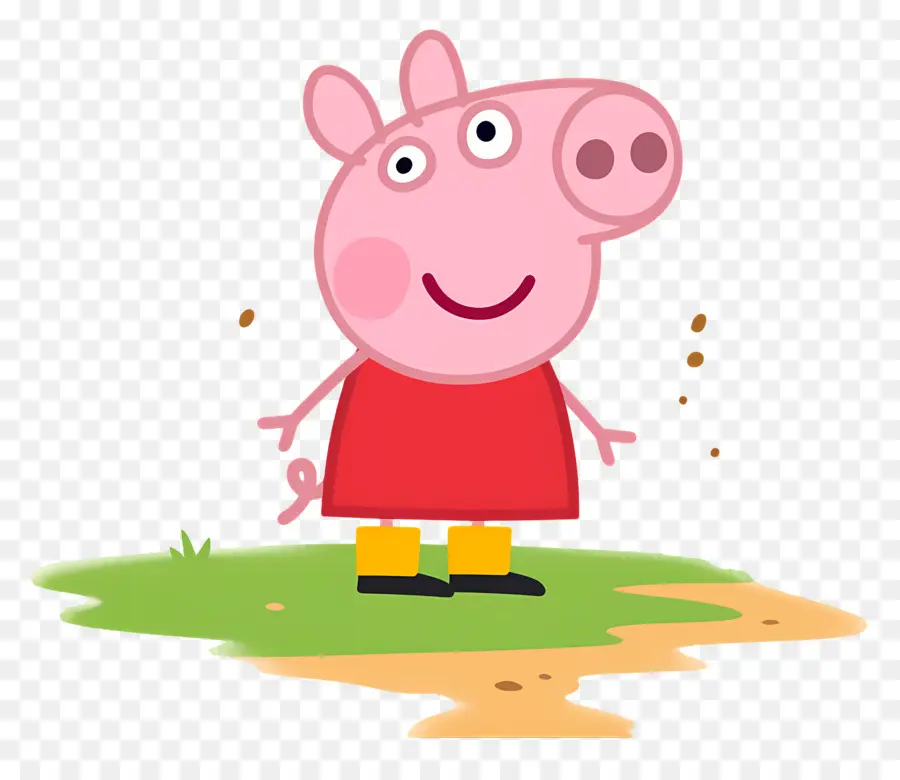 Peppa Cochon，Cochon De Dessin Animé En Robe Rouge PNG