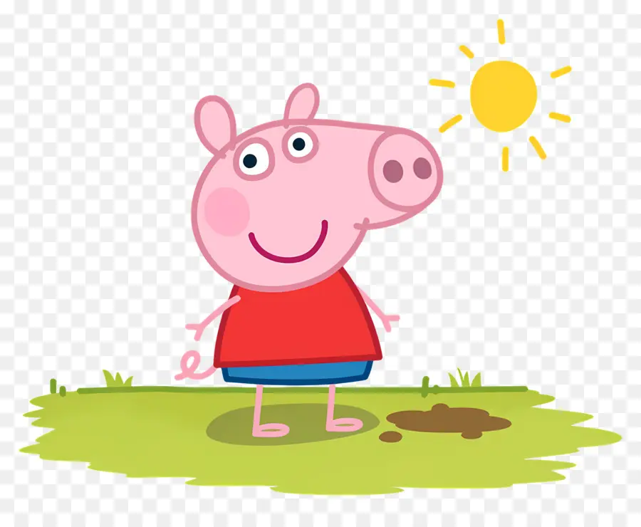 Cochon Peppa，Cochon De Dessin Animé En Robe Rouge PNG