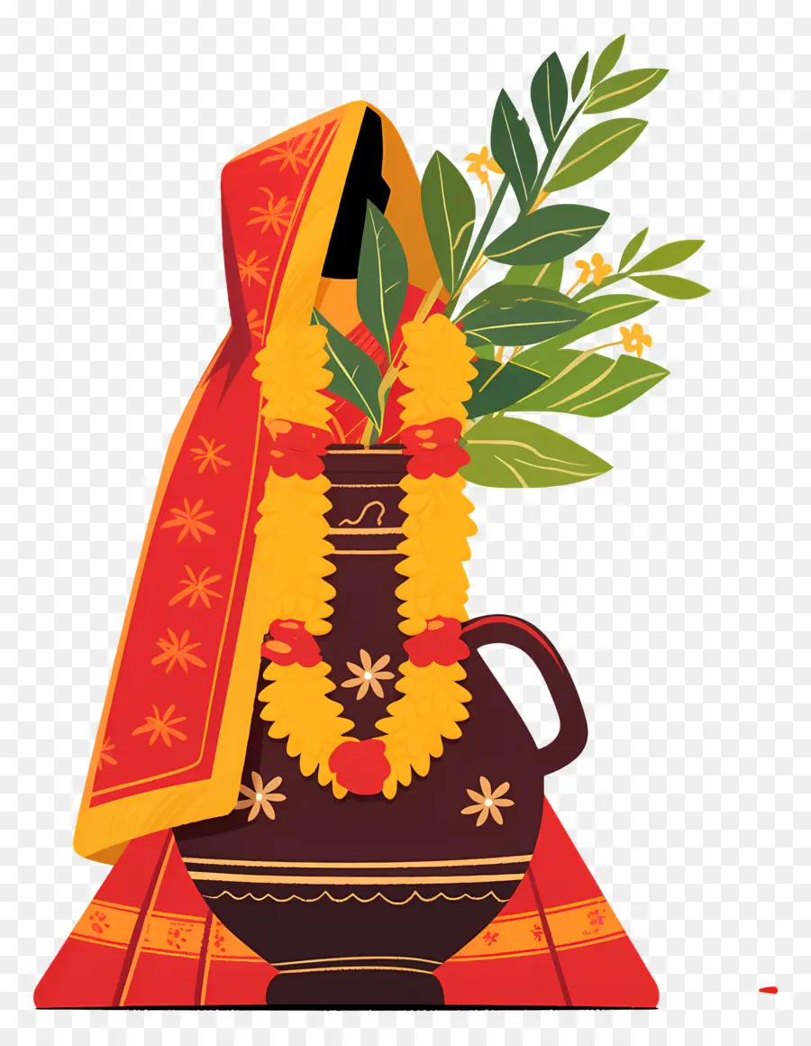 Femme Indienne，Pot Décoratif PNG