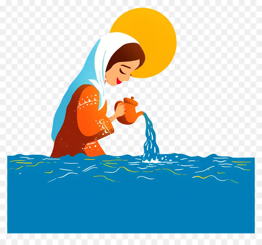 Chhath Puja，Femme Avec Cruche PNG