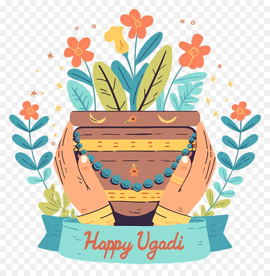 Joyeux Ougadi，Pot Décoratif Avec Plantes PNG