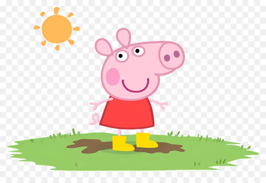 Peppa Cochon，Cochon De Dessin Animé En Robe Rouge PNG