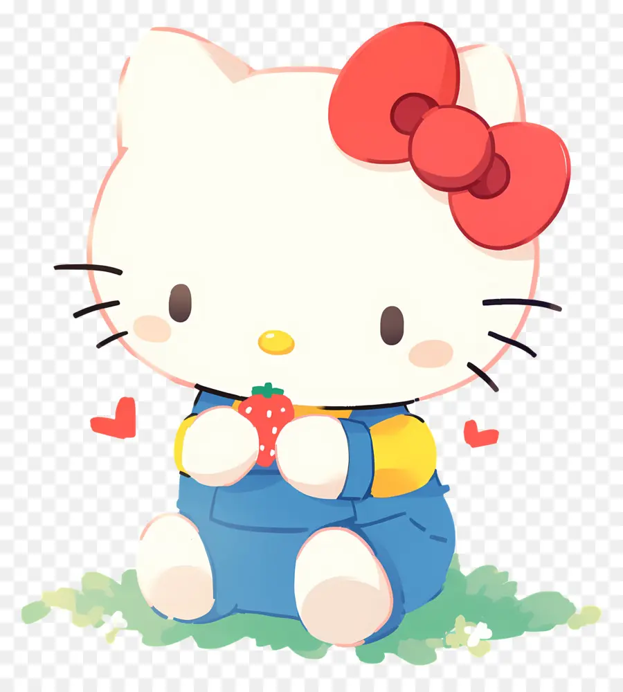 Hello Kitty à La Fraise，Chat De Dessin Animé à La Fraise PNG