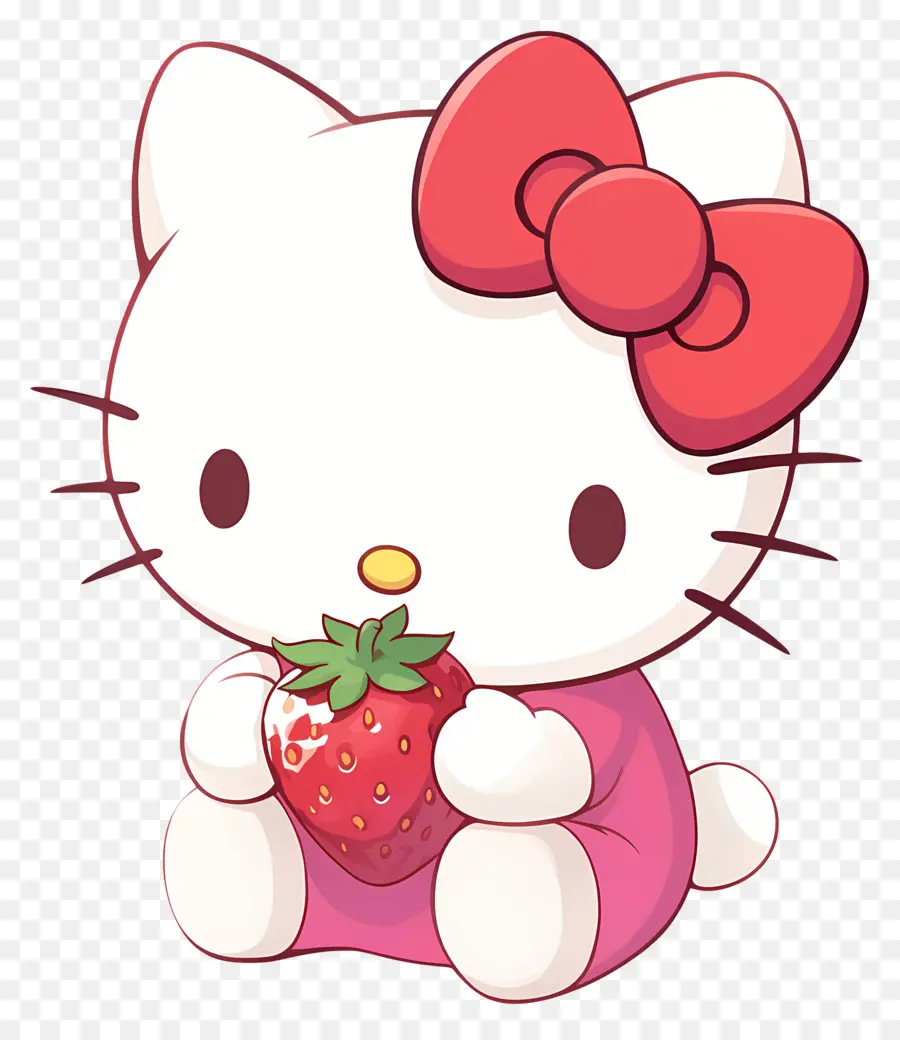 Hello Kitty à La Fraise，Chat De Dessin Animé à La Fraise PNG