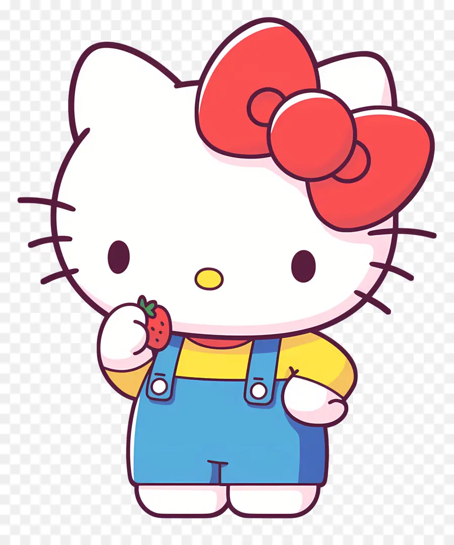 Hello Kitty à La Fraise，Chat De Dessin Animé à La Fraise PNG